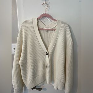 H&M white button cardigan